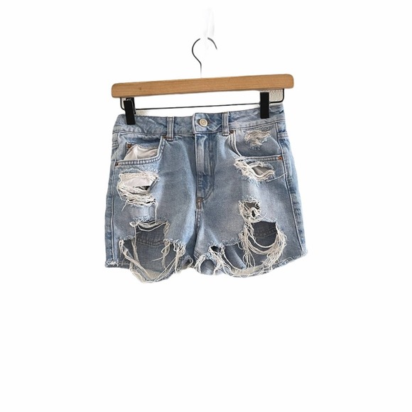 Topshop Pants - Women Topshop Mom Distressed Denim Shorts